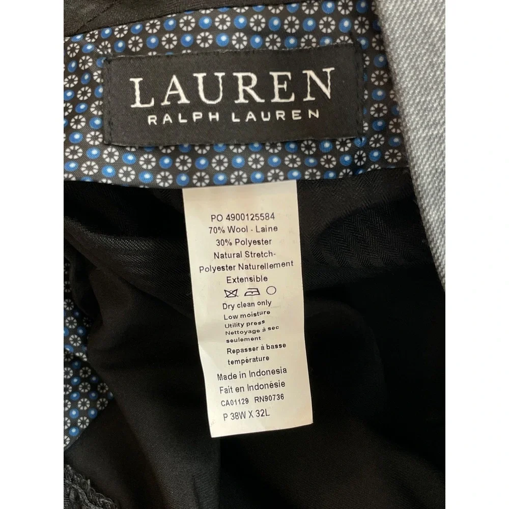 Lauren Ralph Lauren Suit Mens 46L Hopsack Wool Blend Pants 38x29 - 2 Pcs